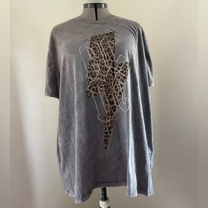 Maurice’s AC Dc Oversized Tee Used Washed Tee Leopard Print Animal Print Soft